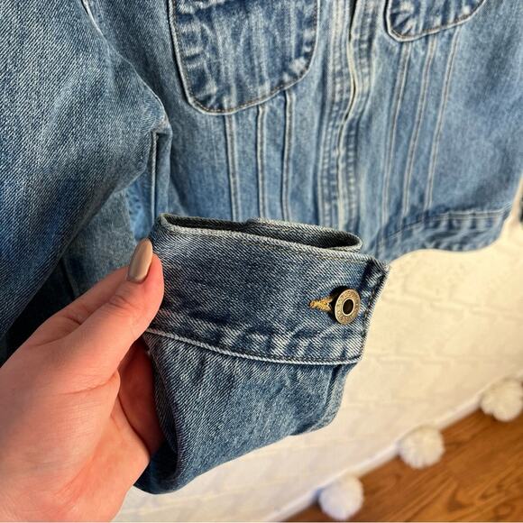 GAP FACTORY Light Wash Cotton Denim Jean Long Sleeve Zip Up Jacket Women XS 90s - Picture 4 of 9